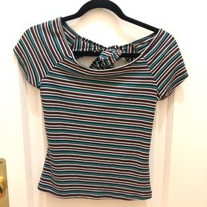 Adorable Striped Tee with Tie in back
